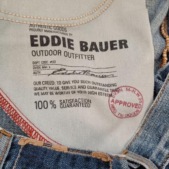 EDDIE BAUER Mens Classic Fit Relaxed Baggy High Rise Straight Leg Jeans 38x32 - Picture 5 of 8
